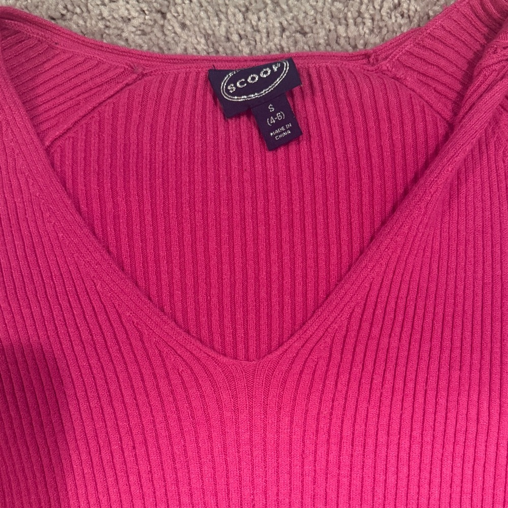 Pink Ribbed V-Neck long sleeve - Picture 3 of 3